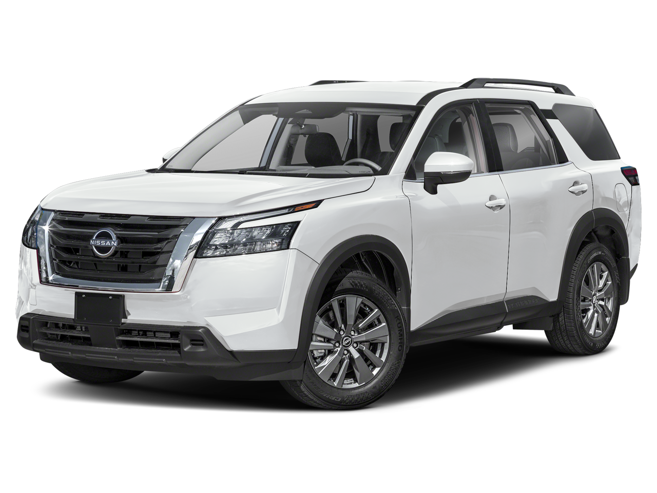 2025 Nissan Pathfinder SV in Glacier White — front three-quarter view