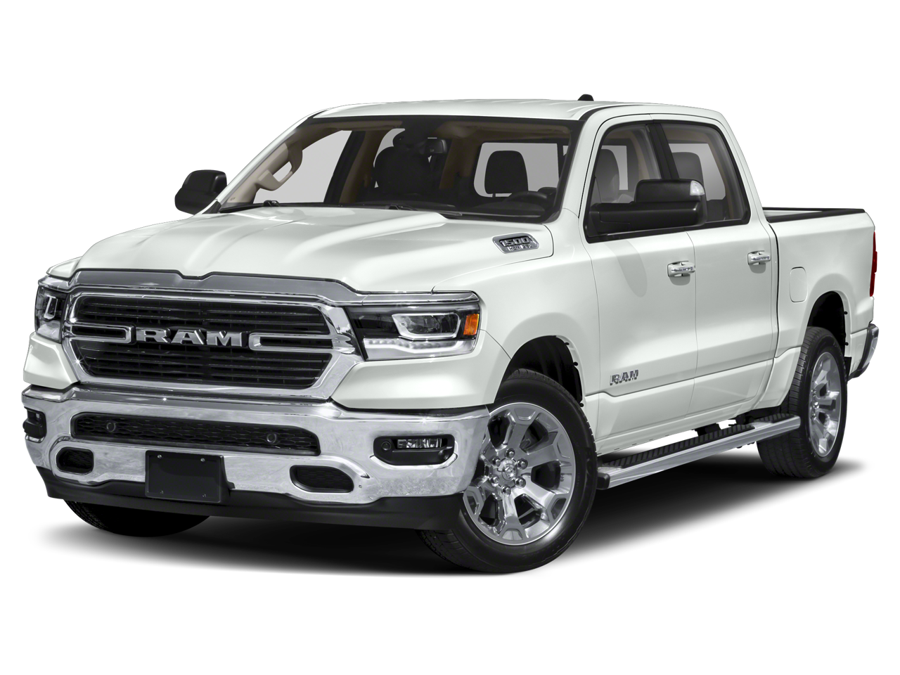 2021 RAM 1500 Laramie in Diamond Black Crystal P/C — front three-quarter view