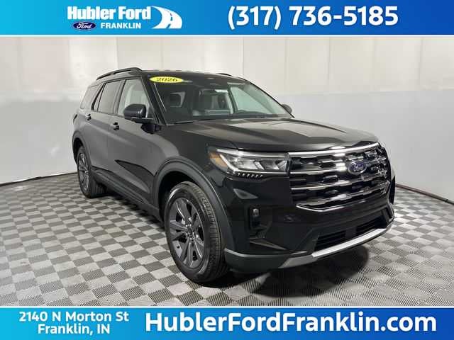 2026 Ford Explorer Active in Agate Black Metallic — front three-quarter view