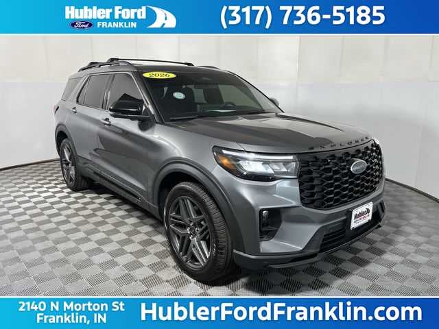 2026 Ford Explorer ST-Line in Carbonized Gray — front three-quarter view