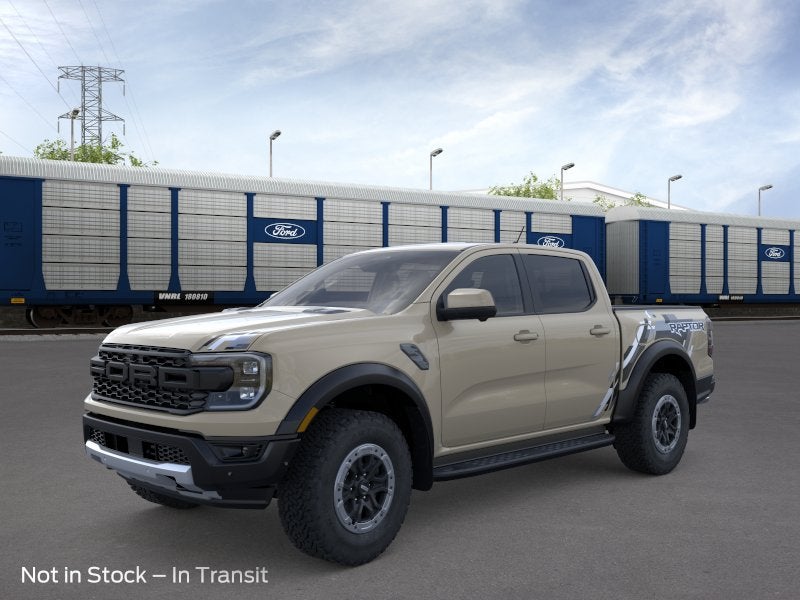 2026 Ford Ranger Raptor in Desert Sand — front three-quarter view