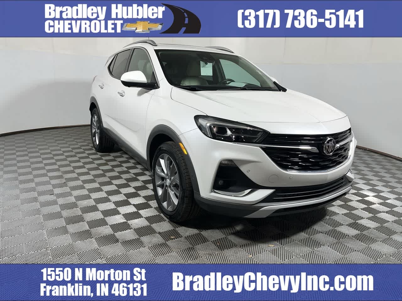 2023 Buick Encore GX Essence in White Frost Tricoat — front three-quarter view