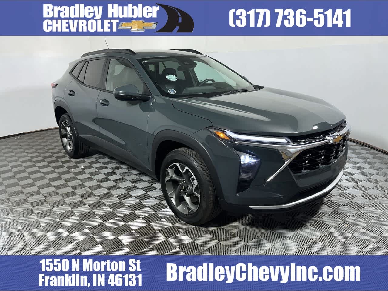 2025 Chevrolet Trax LT in Cypress Gray — front three-quarter view