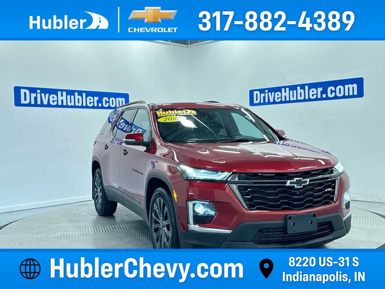 2023 Chevrolet Traverse RS in Radiant Red Tintcoat — front three-quarter view