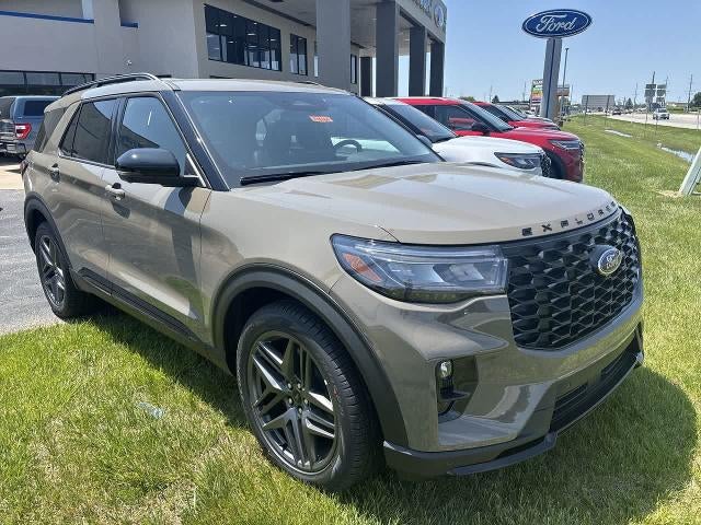 2026 Ford Explorer ST in Marsh Gray — front three-quarter view