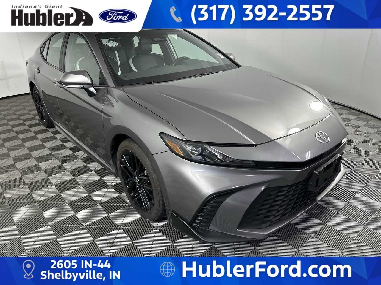 2025 Toyota Camry SE in Heavy Metal — front three-quarter view